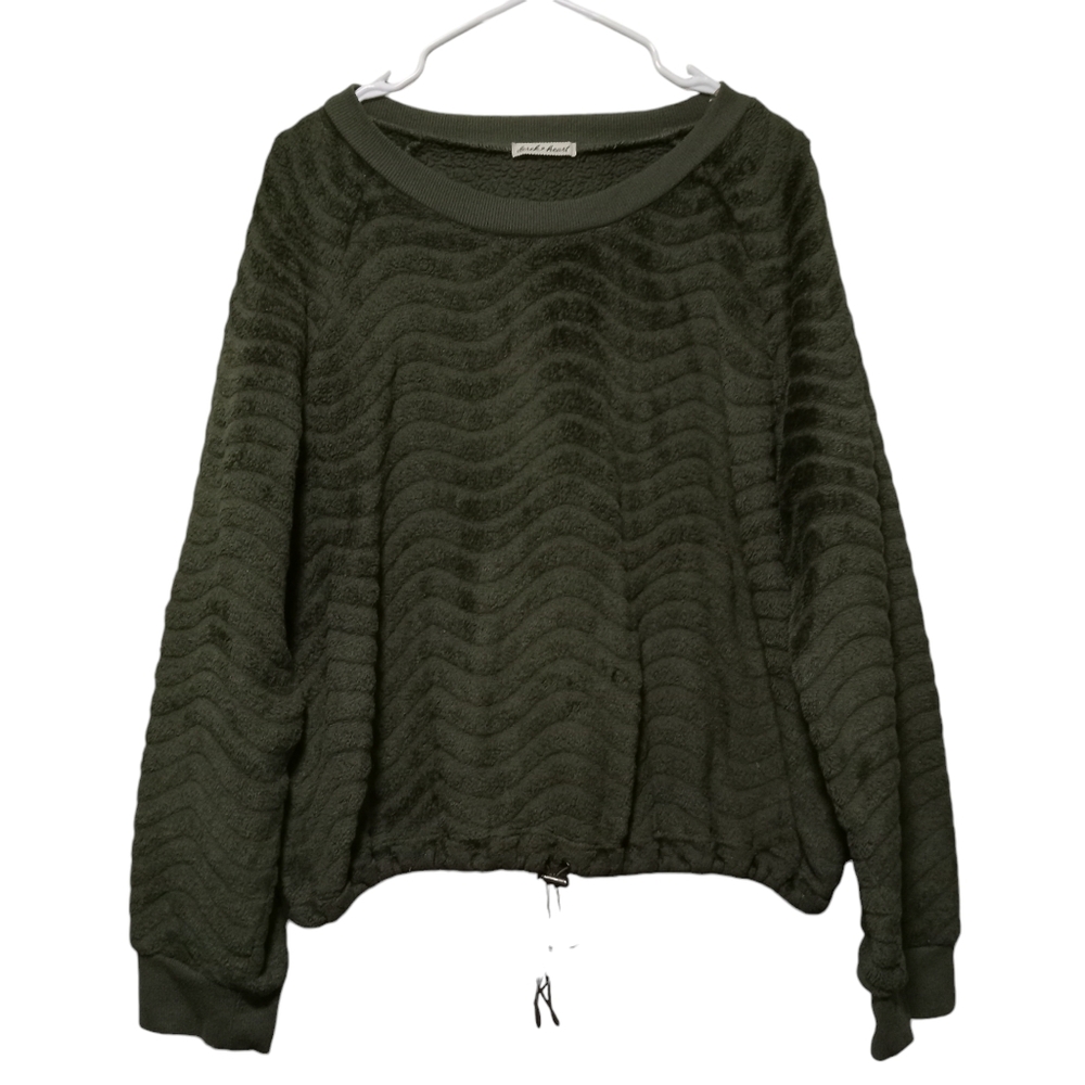 Women sweater long-sleeve green pullover cropped size L
